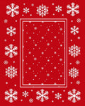 Festive Red White Snowflake Border Rug
