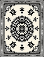 Black and Cream Ornamental Medallion Rug