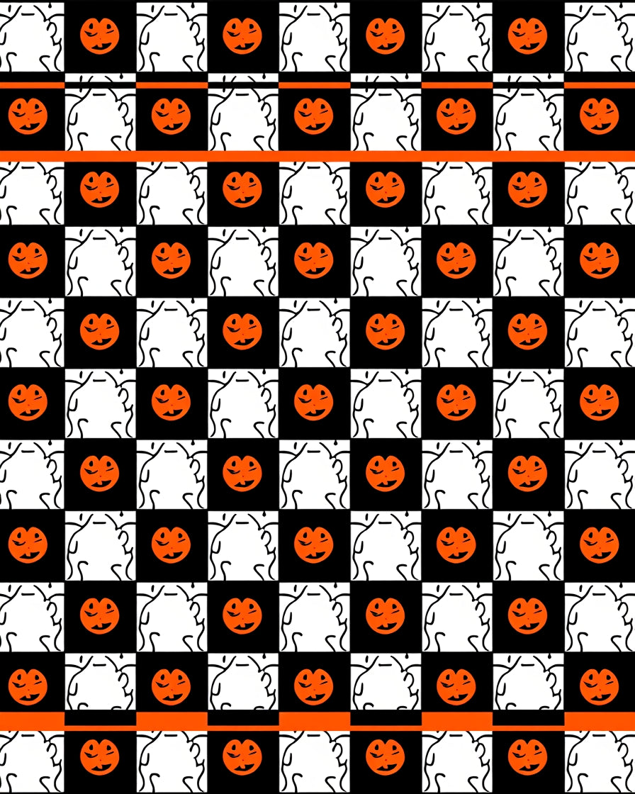 Spooky Pumpkin Chessboard Pattern Rug