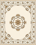 Ornate Gold Floral Scrollwork Rug