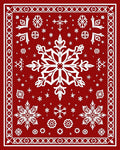 Bold Red Snowflake Festive Pattern Rug