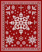 Bold Red Snowflake Festive Pattern Rug