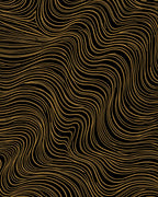 Abstract Golden Wavy Lines Rug