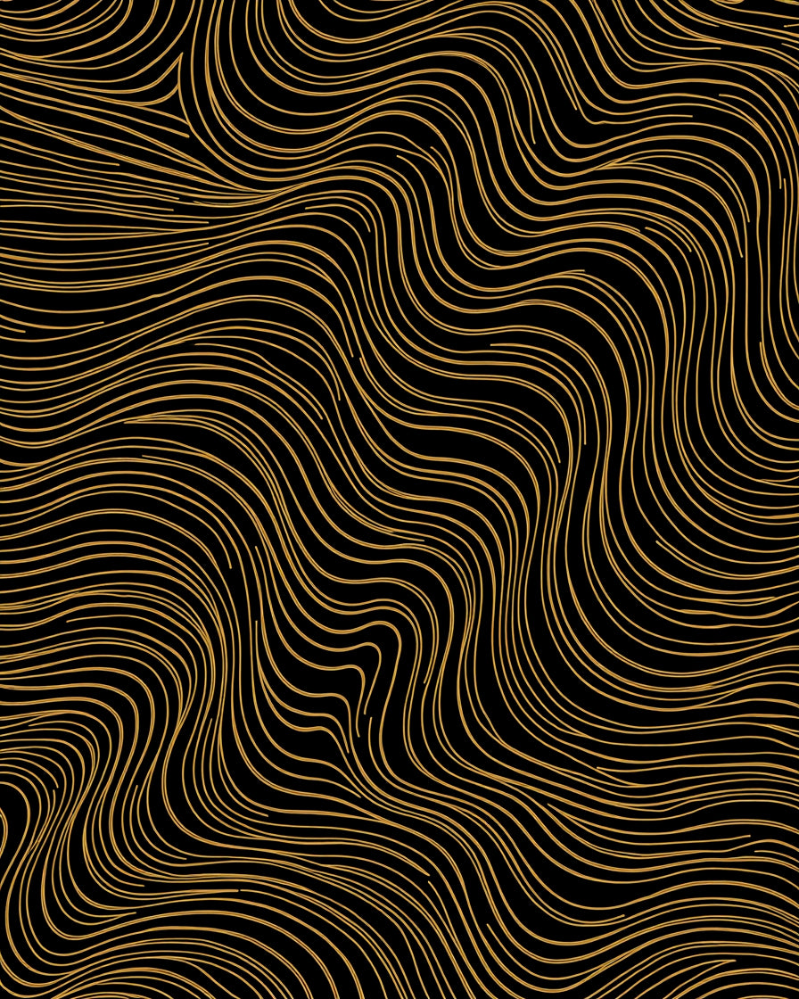 Abstract Golden Wavy Lines Rug