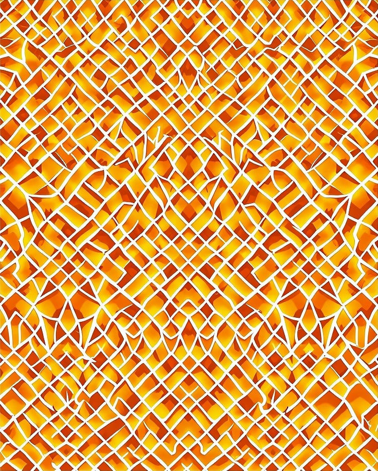 Bright Orange White Lattice Design Rug