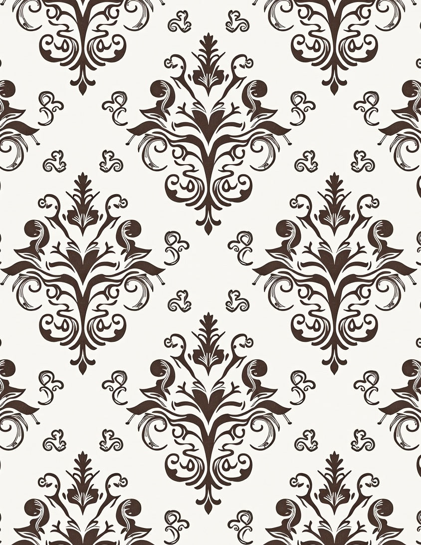 Classic Damask Floral Scroll Pattern Rug
