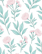 Floral Branch Pattern with Pink Blooms Rug