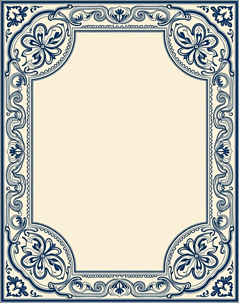 Chic Floral Swirls Blue Decorative Rug