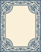 Chic Floral Swirls Blue Decorative Rug