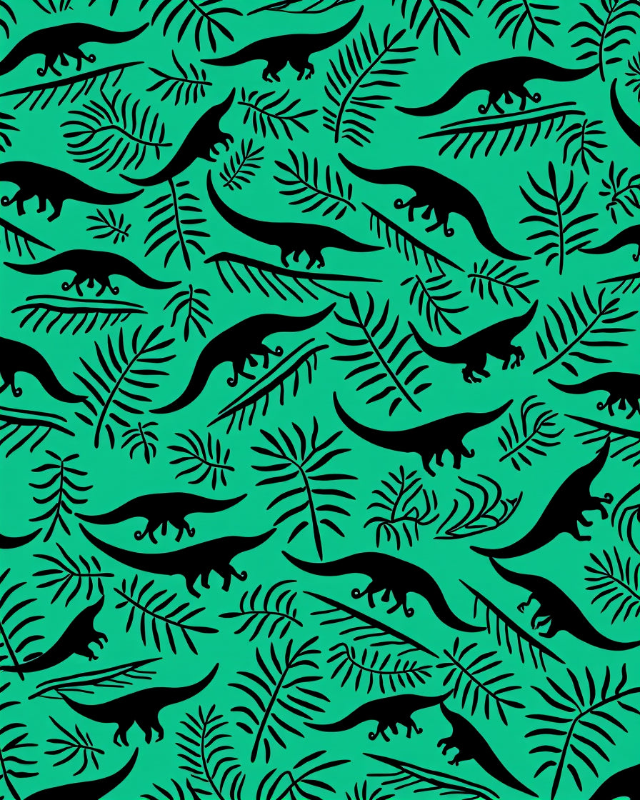 Dinosaur Fern Pattern Design Rug