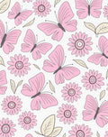 Pink Butterfly Daisy Pattern Rug