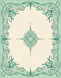 Art Nouveau Floral Swirl Teal Border Rug