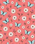 Blue Butterflies Daisy Pattern Design Rug