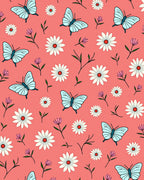 Blue Butterflies Daisy Pattern Design Rug