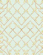 Subtle Pastel Chain Link Floral Design Rug
