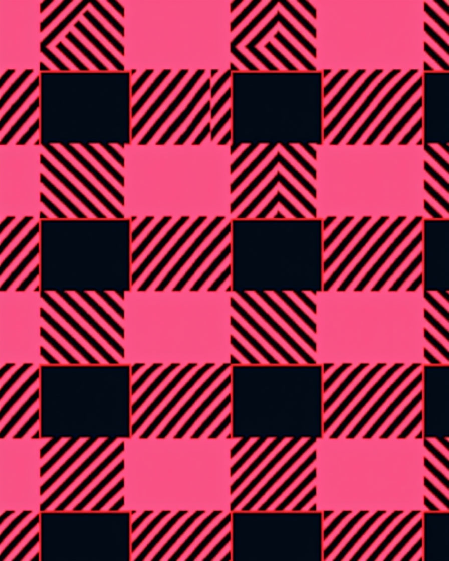 Pink Black Buffalo Check Pattern Rug