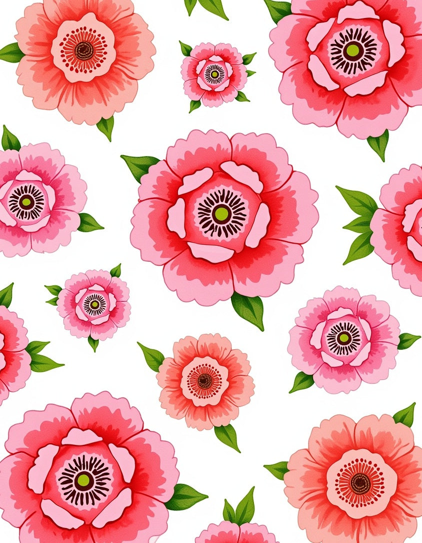 Pink Coral Poppy Floral Pattern Rug