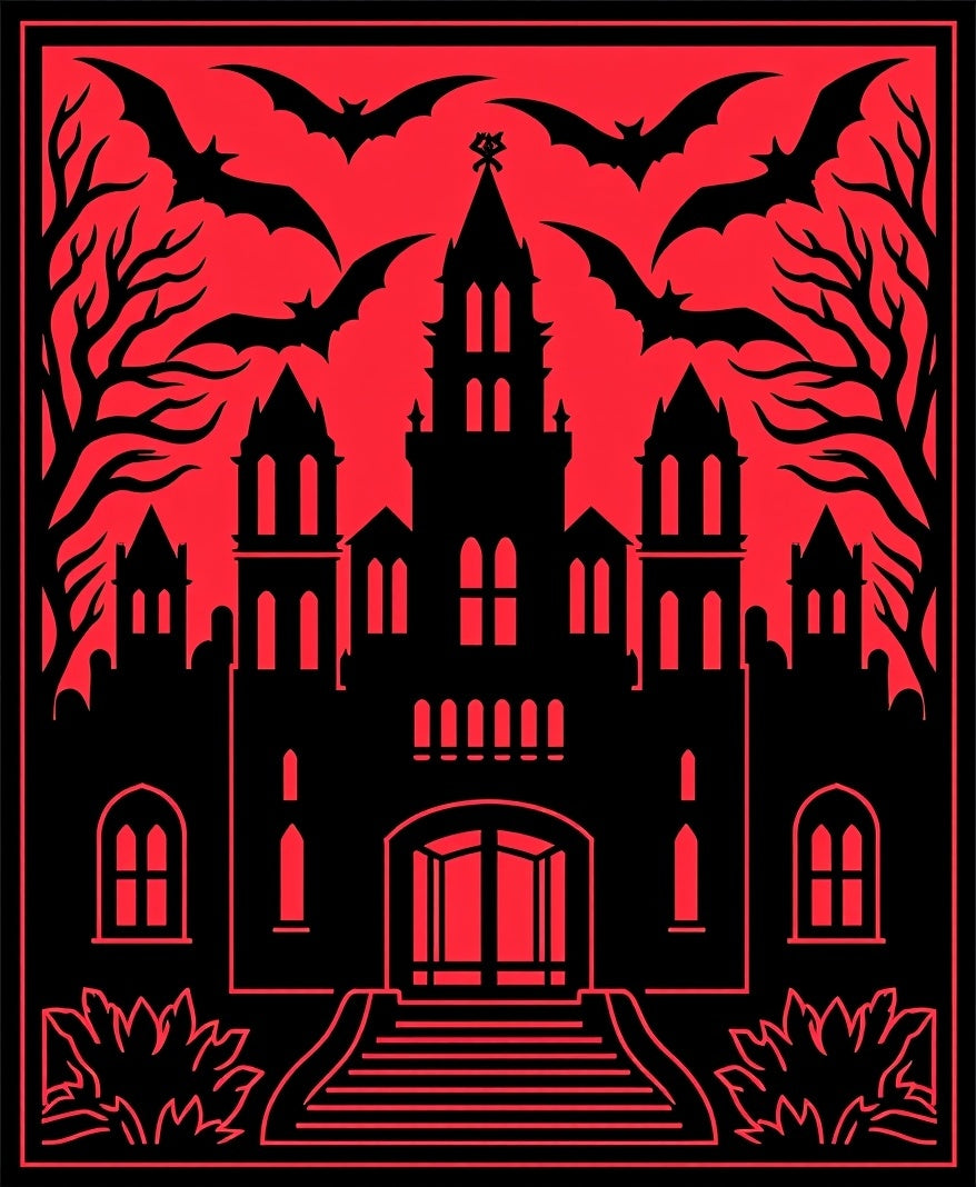 Castle Entrance With Flying Bats Rug