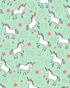 White Unicorn Star Mint Green Pattern Rug