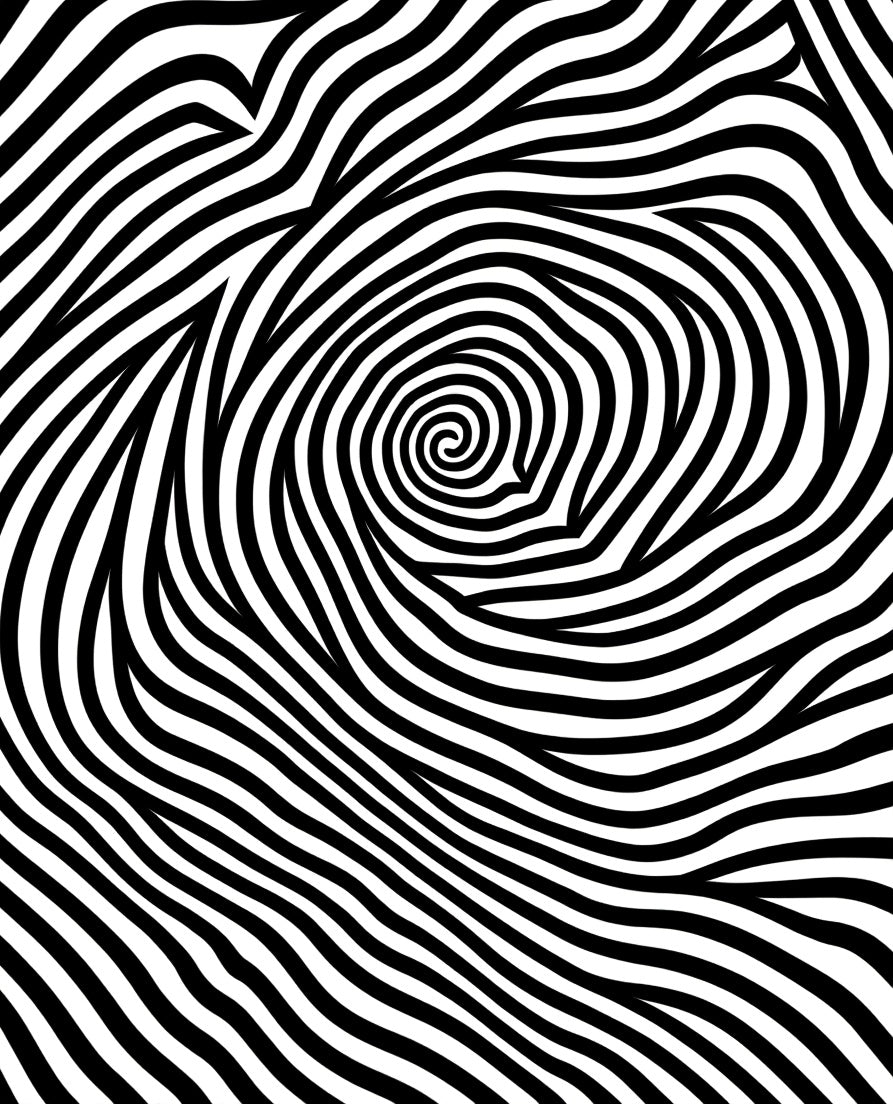 Black White Swirling Wave Pattern Rug