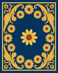 Symmetrical Floral Border With Centerpiece Rug