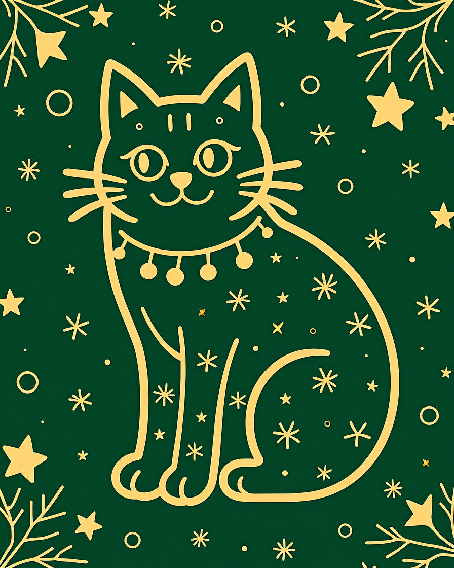 Whimsical Cat Star Burst Pattern Rug