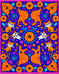 Whimsical Floral Cat Family Design Rug