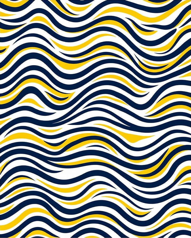 Navy Yellow Wavy Stripes Pattern Rug