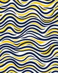 Navy Yellow Wavy Stripes Pattern Rug