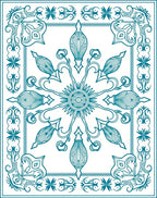 Teal Intricate Floral Sunburst Design Rug