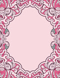 Ornate Pink Floral Scrollwork Design Rug