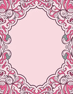 Ornate Pink Floral Scrollwork Design Rug