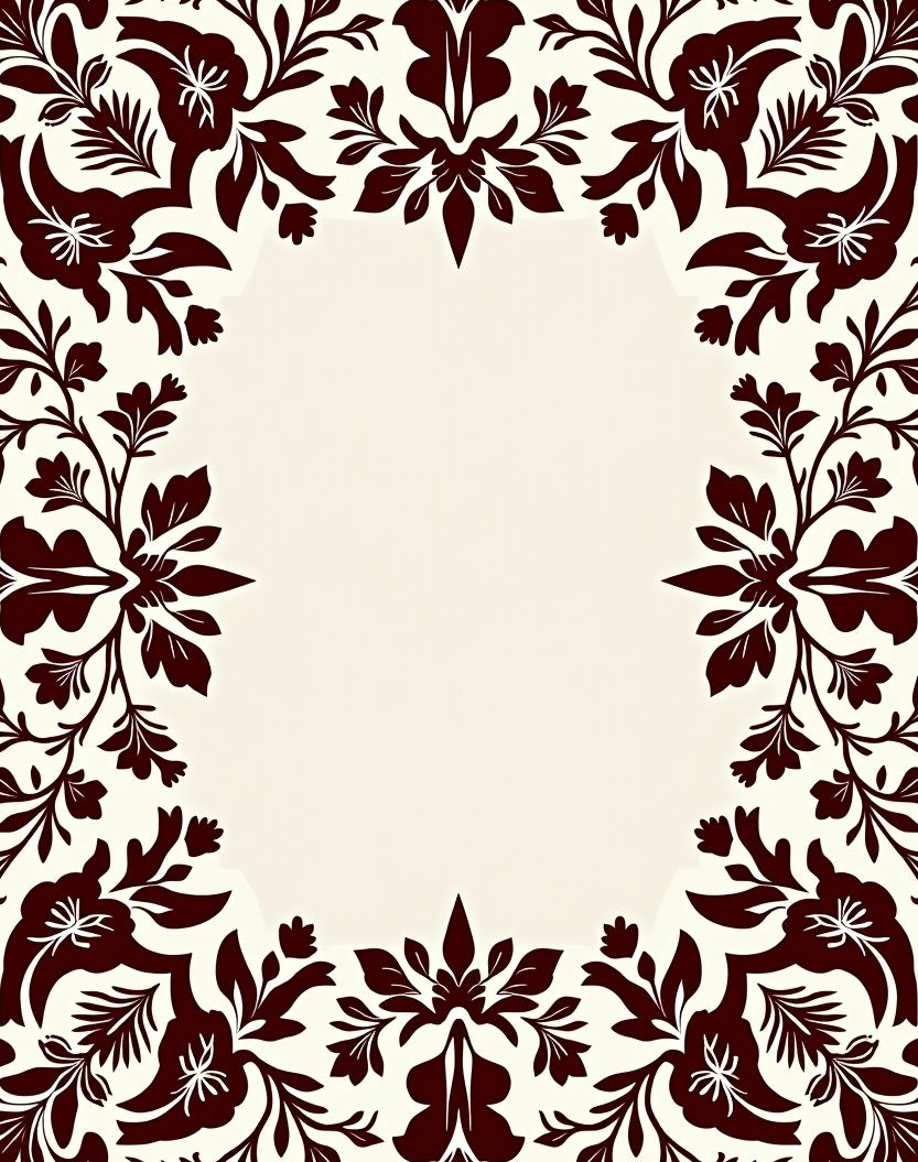Dark Floral Damask Pattern Rug