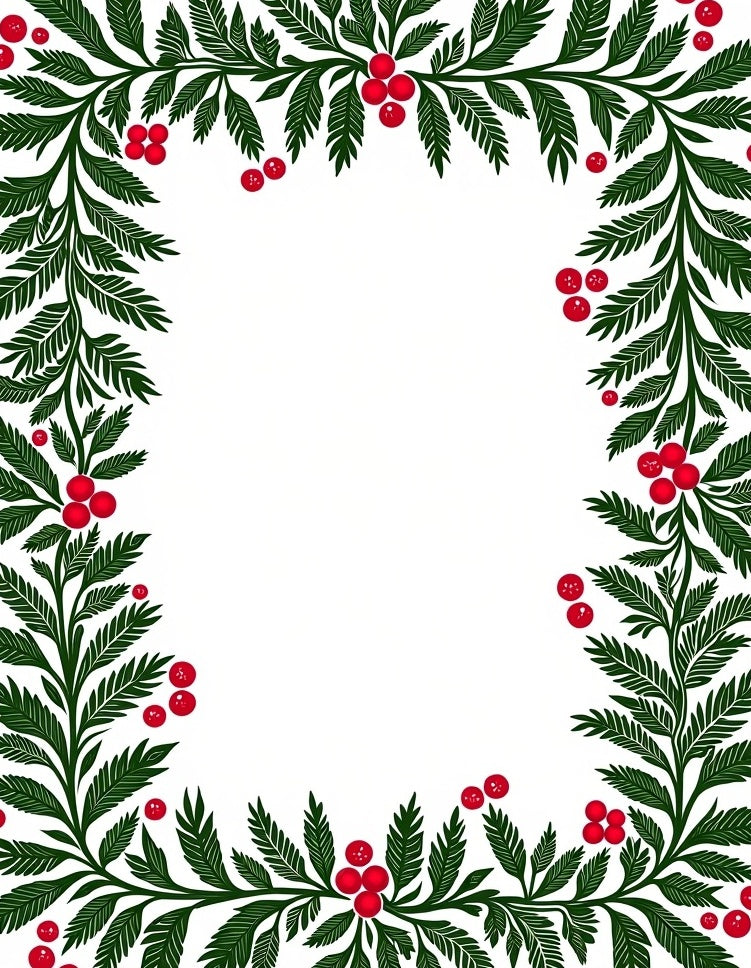 Green Holly Berries Garland Rug