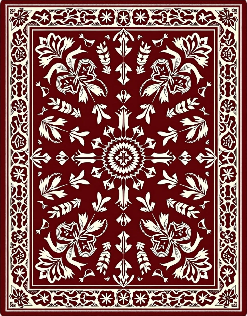 Classic Floral Medallion Border Rug