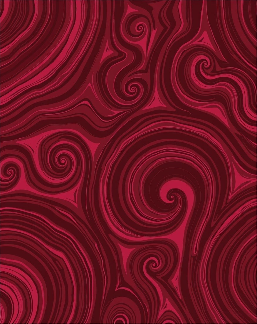 Deep Red Swirl Pattern Rug
