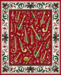Musical Instruments Red Patterned Rug