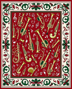 Musical Instruments Red Patterned Rug