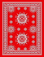 Red White Starburst Geometric Design Rug