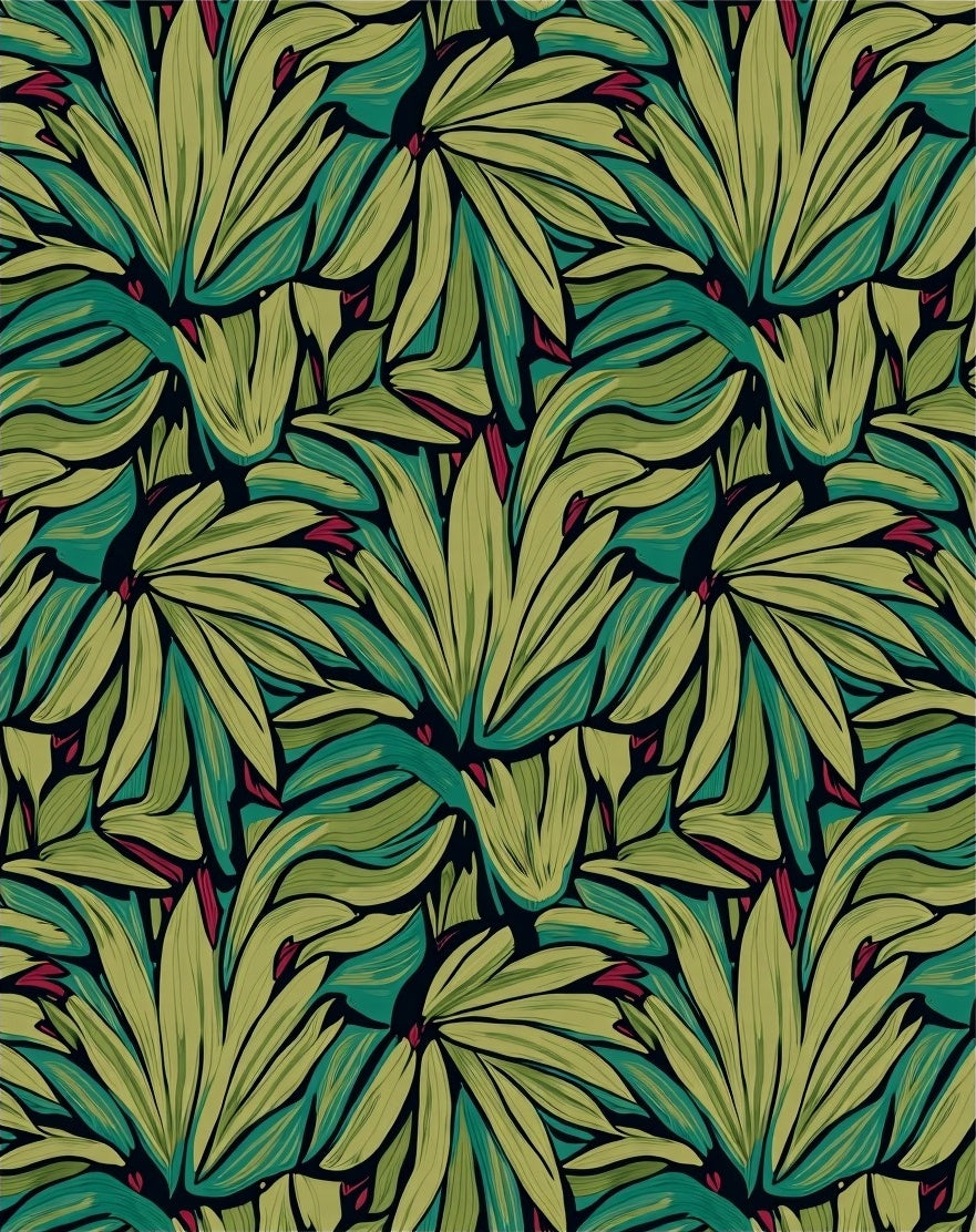 Lush Green Leafy Floral Art Rug