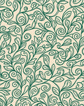 Elegant Green Swirl Floral Vines Rug