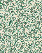 Elegant Green Swirl Floral Vines Rug