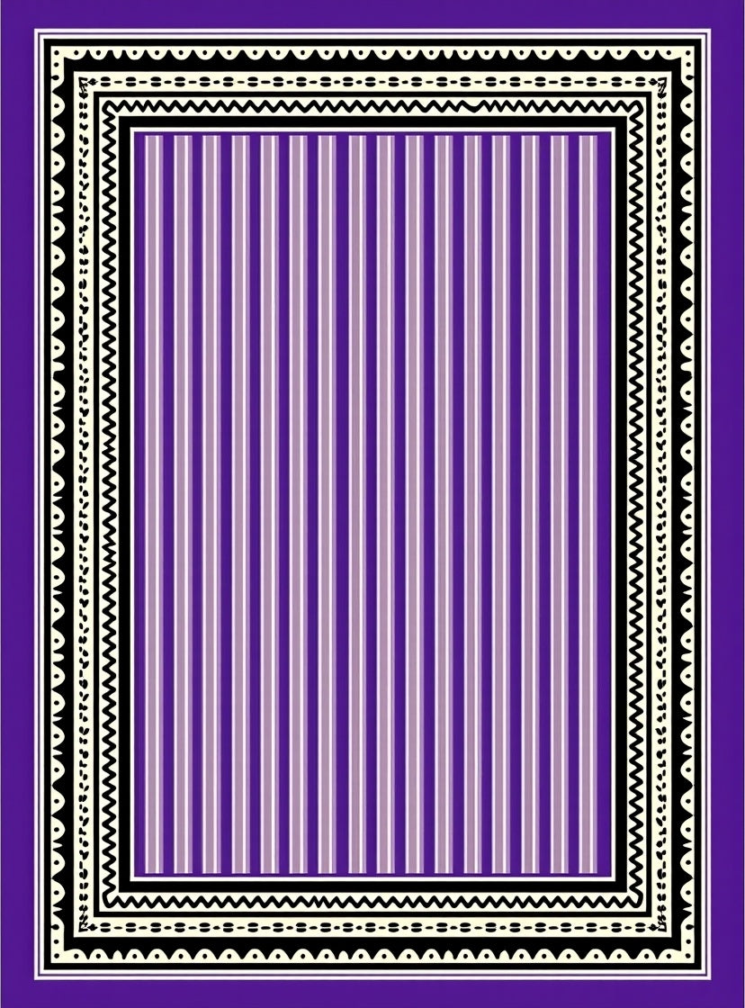 Purple Striped With Bold Border Design Rug