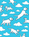 Playful White Dogs Clouds Pattern Rug