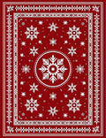 White Snowflake Border Tribal Rug