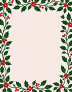 Festive Red Berry Holly Garland Rug