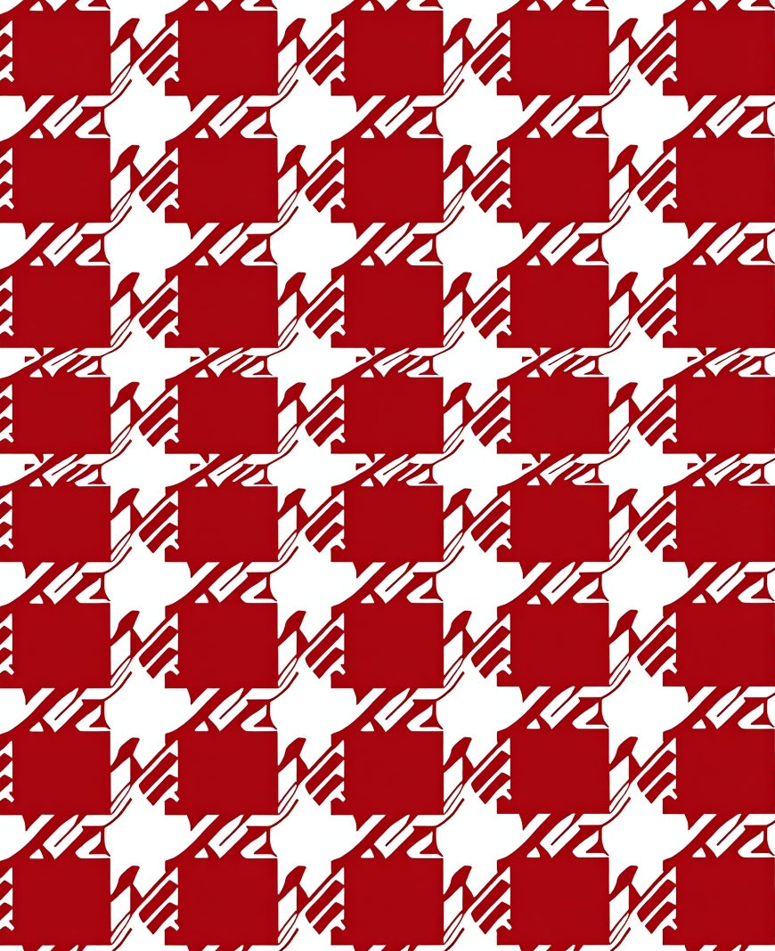 Classic Red Houndstooth Pattern Rug
