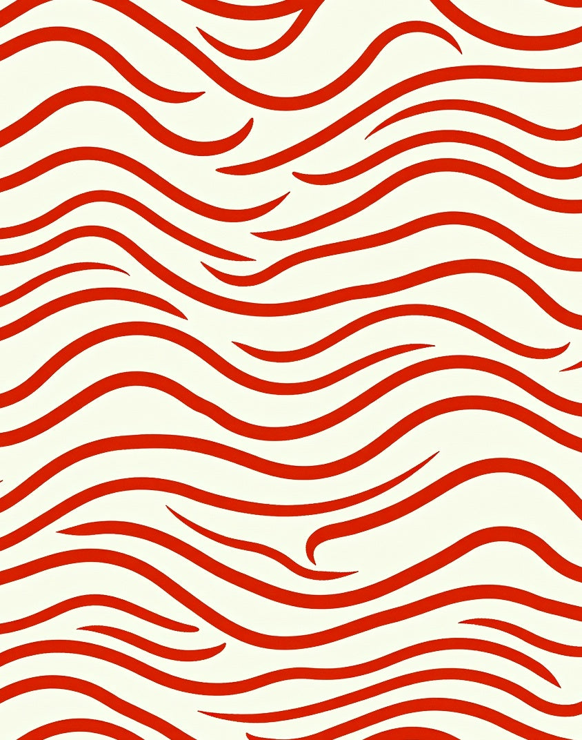 Bold Red Stripe Wave Pattern Rug