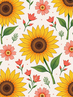 Sunny Sunflower Coral Bloom Pattern Rug