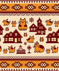 Whimsical Cats and Houses Pattern Rug